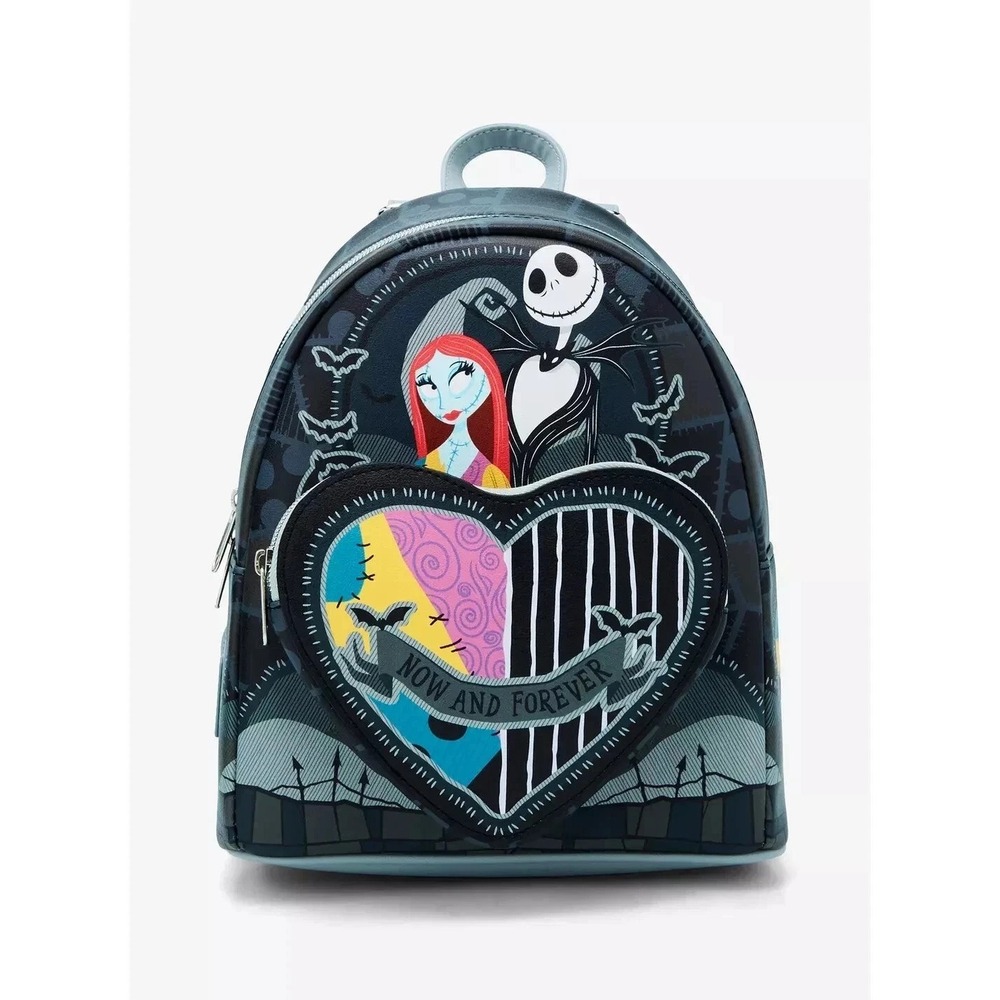 Loungefly The Nightmare Before Christmas Jack & Sally Split Heart Mini Backpack